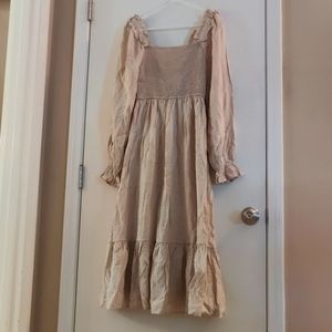 August Sky tan long sleeve dress S